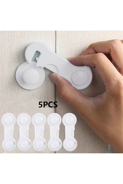 Choice White-5pcs Multi-function Security Protection Locks Baby Safety Cabinet Drawer Door Buckle Home Whit