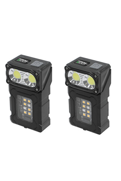 Choice 2 قطعة من مصباح يدوي LED دوار من BORUiT EDC من النوع C مزود ببطارية قابلة لإعادة الشحن مع مشبك مغناطيسي للعمل