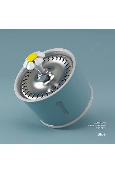 Choice 2.4L Stainless Dark Blue 2.4L Pet Cat Dispenser Drinking Water Fountain Activated Carbon Filters LED