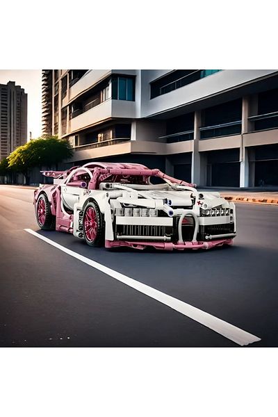Choice Pink sports car A pink assembled building block sports car set, 1388 particles, created with ABS, su