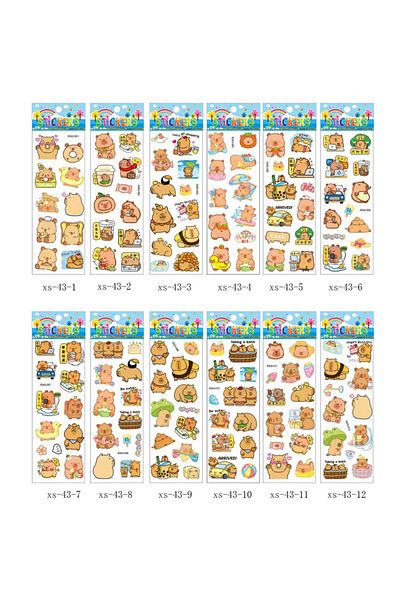 Choice 1 12pcs Kawaii Kapibala Capybara Bubble Sticker Three Dimensional 3D Puffy Bulk Stickers Cute Carto.