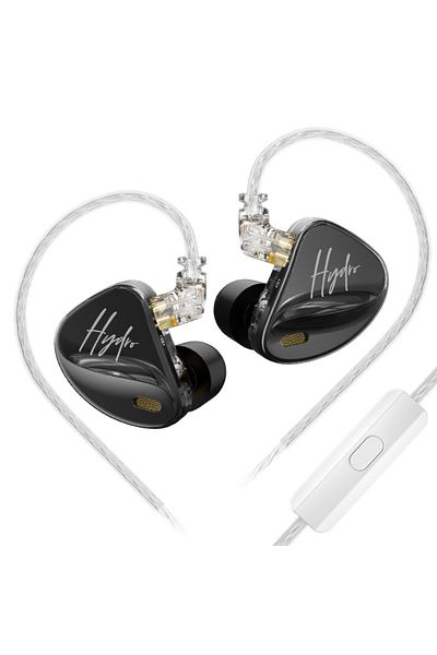 Choice سماعات رأس Hydro Black Mic CCA Hydro IEM مزودة بمحرك هجين داخل الأذن وسماعات أذن سلكية عالية الدقة ومفاتيح ضبط الضوضاء