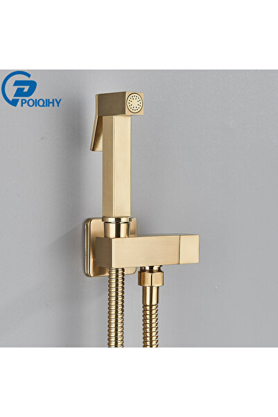 Choice5 صنبور بيديه محمول من الكروم الذهبي المصقول، بيديه دش من الفولاذ المقا...