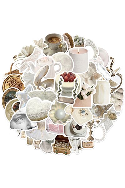 Choice 50PCS 50Pcs White Gentle Ins Style Sticker Modern Wall Art Home Decorations DIY Gift Toy For DIY Wal
