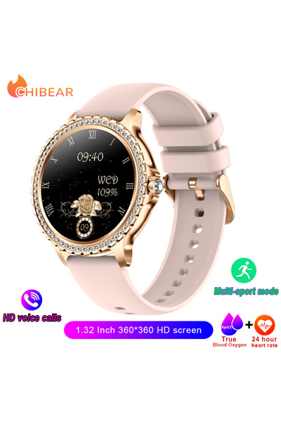 Choice ساعة ذكية بشاشة AMOLED وردية اللون، معدل ضربات القلب، أكسجين الدم، سوار أنيق للسيدات، 2023، اتصال بلوتوث S