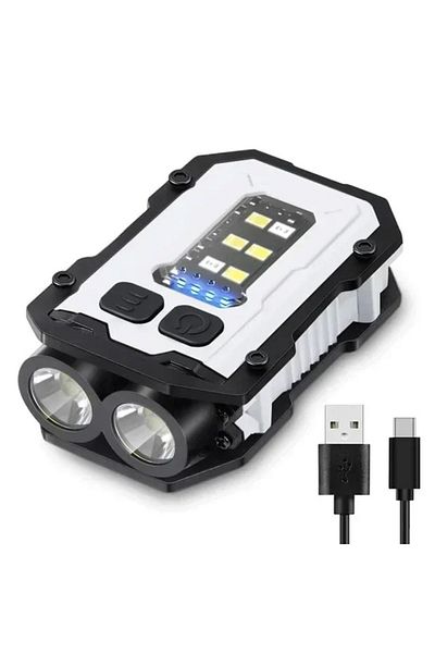 Brangdy White Mini Portable LED COB Flashlight Ajustable Rotatable Magnetic Torch USB Rechargable Outdoor To