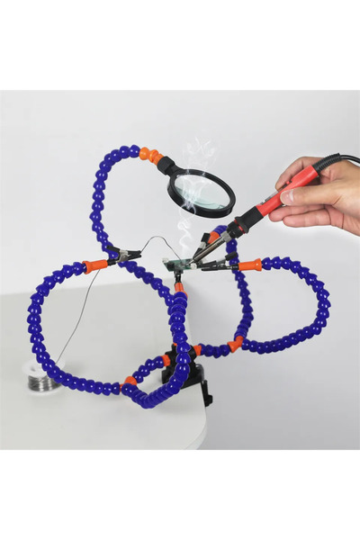 Choice Blue Third Hand Helping Hands Soldering Station Tool With 3X Magnifier/5 Flexible Arms Welding Repa