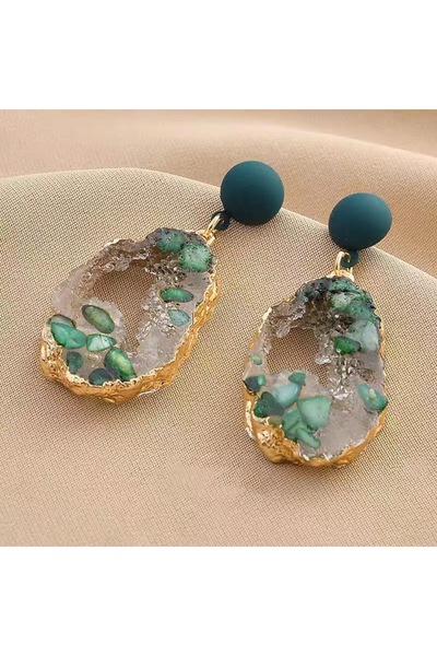 Choice HE6668-2 أقراط زمرد عتيقة غير منتظمة للنساء 2024 أقراط متدلية شخصية جد...