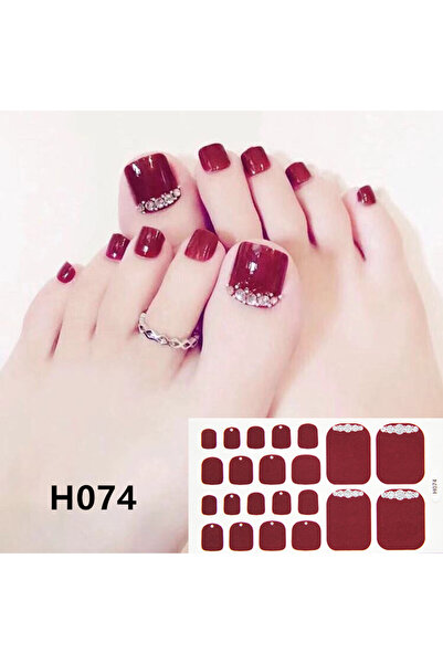 Choice H074 22 طرفًا/ورقة لاصقة لأظافر القدم، أطراف طلاء أظافر فرنسية لامعة، ...