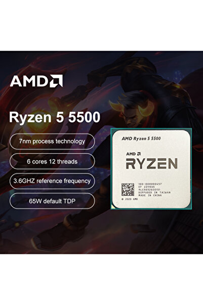 Choice معالج AMD Ryzen 5 5500 R5 5500 بسرعة 3.6 جيجاهرتز 6 نواة و12 خيطًا، 7NM L3=16M، معالج AMD AM4 للألعاب...