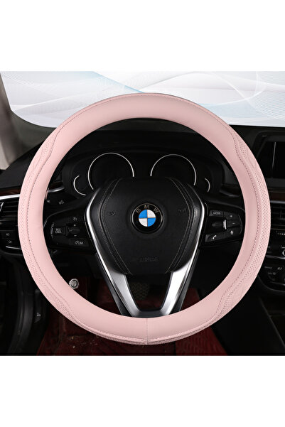 Choice غطاء عجلة قيادة مثقب من الجلد الصناعي باللون الوردي، غطاء جلدي متين مع...