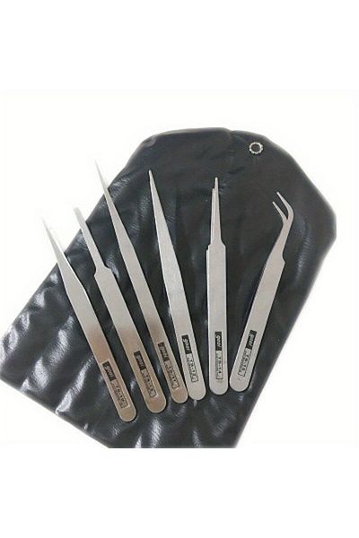 Choice 1Set 6Pcs Stainless Steel Tweezers Repair Tool Industrial Precision Bent Straight Tweezers Repair To