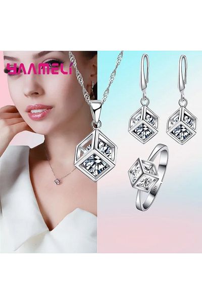 Choice Top-selling Cubic Zirconia Jewelry Set-necklace, Earrings, Bracelet & Ring, Wedding/engagement Gift