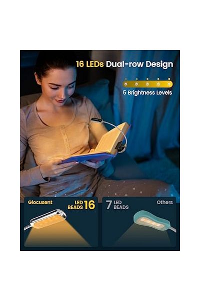 Choice Black 16 Led Posh Premium Mini Book Light Usb Rechargeable Reading Light Eye Caring Mini Clip on Boo