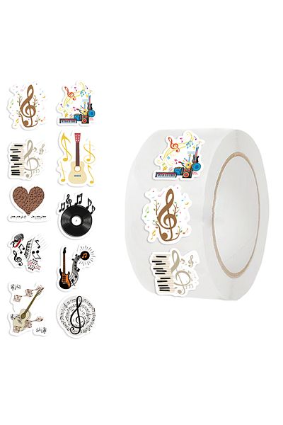 Choice 500pcs All 500pcs/roll Osine Music Vinyl Roll Stickers Orchestral Instrument Stickers Violin Drum Ki