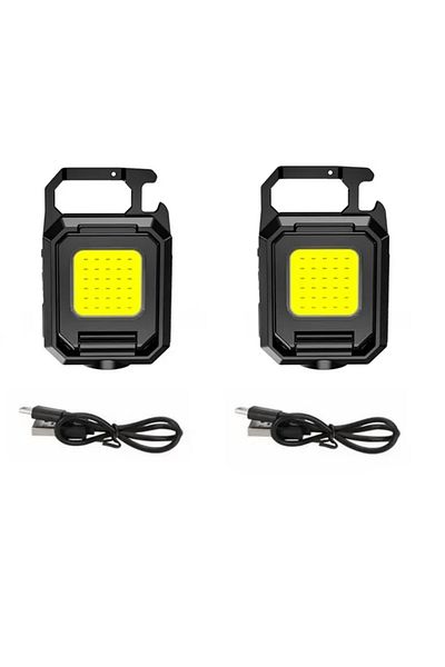 Choice 2PCs Mini Keychain Light 1000LM COB LED XPE Pocket Work Light USB Rechargeable Flashlight IPX4 Water