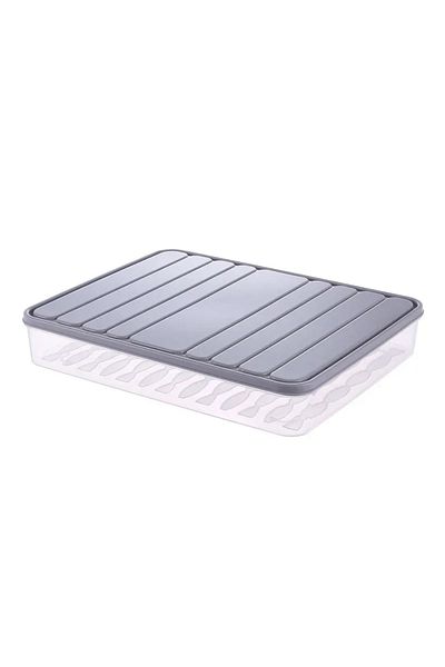 Choice L Grey Freezer Dumpling Box Food Storage Container Stackable Food Saver Box with Lid Square Plastic