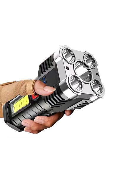 ESMARTER Hy912 Silvery Flashlight High Lumens Rechargeable,powerful Tactical Flashlights,cob Light,ipx6 Water