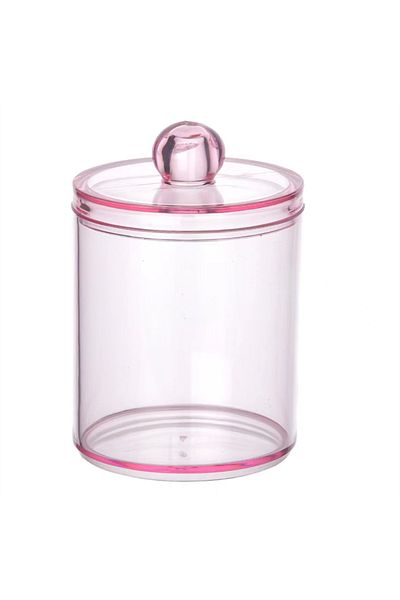 Choice Pink Transparent Cotton Swab Storage Box Portable Makeup Cosmetic Organizer Dust-proof Acrylic Jewel