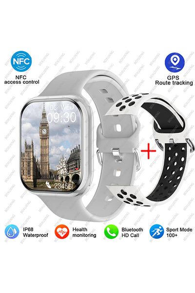 BOXUXING NFC Smart Watch White 2 2025 New Bluetooth Call Smart Watch Men Watch 9 Siri NFC GPS Tracker Blood P