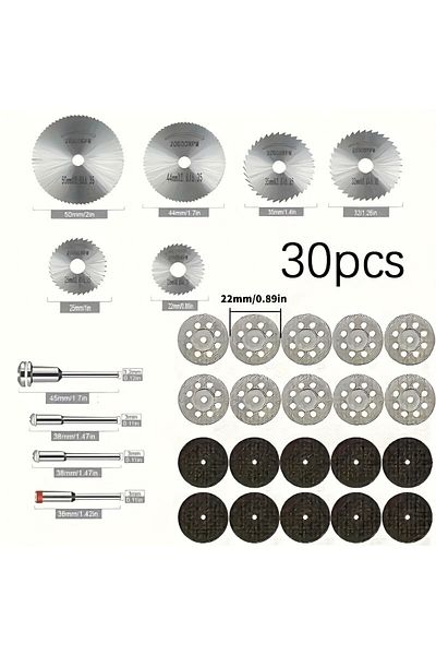 DIZAINLIFE 30 PCS Cutting Disc 30 PCS Diamond Cutting Disc Mini Circular Saw Blade Set Sanding Grinding Wheel W
