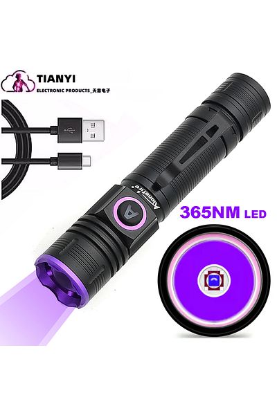 Choice 18650 Lithium Battery ZOOM black 365NM UV 395nm UV identification aluminum alloy convenient focusing