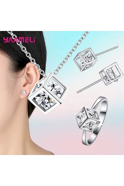Choice Top-selling Cubic Zirconia Jewelry Set-necklace, Earrings, Bracelet & Ring, Wedding/engagement Gift