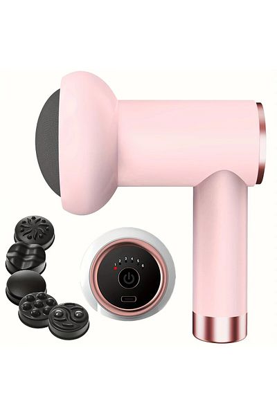 Choice Pink Body Massager, Home Massage Stick With 5 Massage Heads, Convenient Fat Pusher, Wireless Chargin