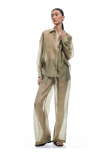Koton X Sima Tarkan Khaki Women's Straight Pants 5Sak40046Ew