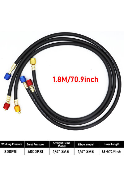 Choice3 خرطوم شحن مبرد بطول 1.8 متر، 4000 رطل/بوصة مربعة، 3 قطع، 500-25000 رط...