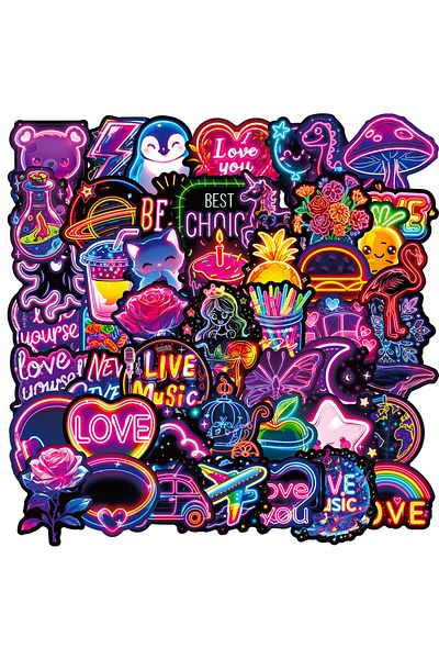 BANDAI 30pcs 10/30/50pcs Cool Neon Light Cartoon Graffiti Stickers Phone Guitar Laptop Notebook Suitcase Cu