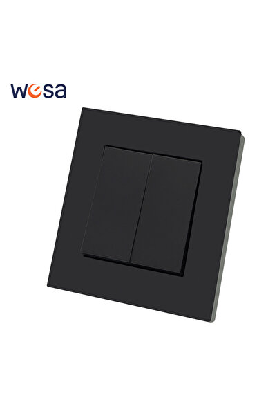 Choice3 EU 2 Gang 1 Way Switch WESA Black Power Sket 16A Standard Electrical ...