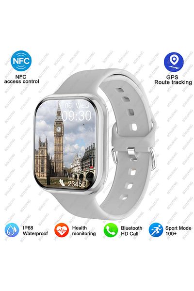 BOXUXING NFC Smart Watch White 2025 New Bluetooth Call Smart Watch Men Watch 9 Siri NFC GPS Tracker Blood Pre