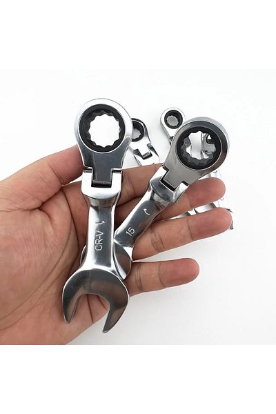 Choice 10mm Mini Short Handle Ratchet Wrench With Movable Head Quick Dual-purpose Open End Wrench Hardware