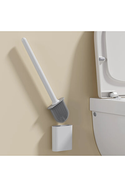Choice فرشاة مرحاض بيضاء مثبتة على الحائط من WIKHOTSAR برأس مسطح من السيليكون...