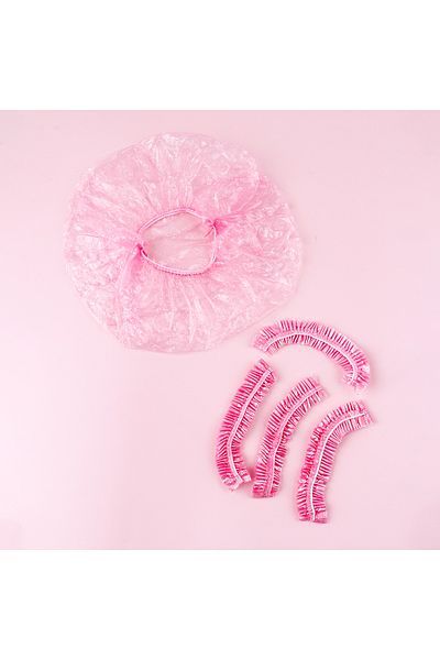 Choice Pink 100pc Disposable Shower Cap, Transparent Plastic Strip Waterproof, Enlarged And Thickened Beaut