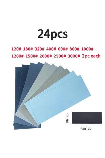 Choice مجموعة ورق الصنفرة style8-24pcs ورق الصنفرة الرطب/الجاف للتلميع ورق الصنفرة 60-20000 حبيبة أدوات كاشطة C