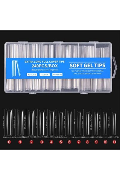 Choice نصف مربع 240 240 قطعة أطراف أظافر طويلة جدًا منحنية على شكل حرف C أطرا...