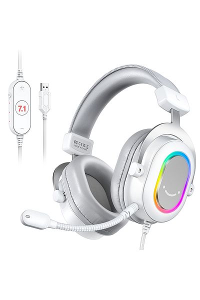 Choice White Fifine Rgb Gaming Headset With 7.1 Surround Sound/3-eq/mic,over-ear Headphone With In-line Con