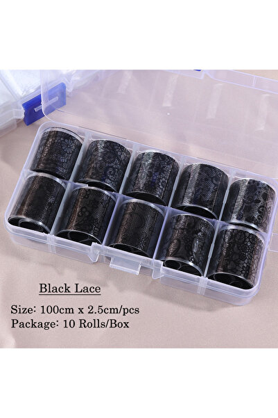 Choice مجموعة من 23 ورق تزيين أظافر من الدانتيل باللونين الأبيض والأسود، 10 ل...