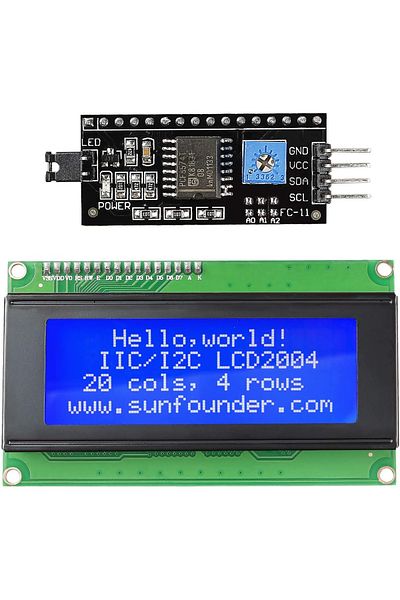 AOKIN Green 20x4 2004 LCD Display Module with IIC/I2C Serial Interface Adapter IIC I2C TWI Serial 2004 20x