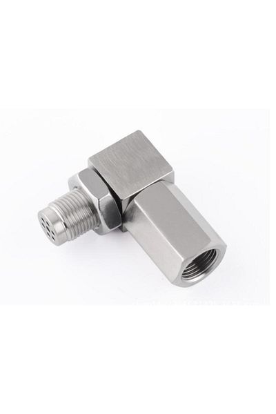 Choice Silver Exhaust Catalyst Rear Oxygen Sensor Spacer 90 Degree Mini Catalyst Lambda O2 Adapter CEL Fix,