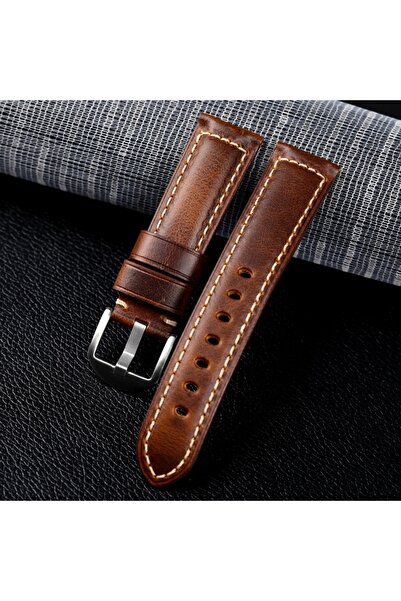 Choice سوار ساعة جلدي سريع الفك باللون البني الفاتح والفضي مقاس 20 مم و22 مم ...