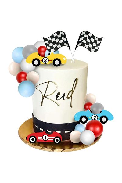 Choice 25pcs 25 PCS Racing Cake Toppers Race Car Birthday Cake Decorations for Racing Car Checkered Flag Bi