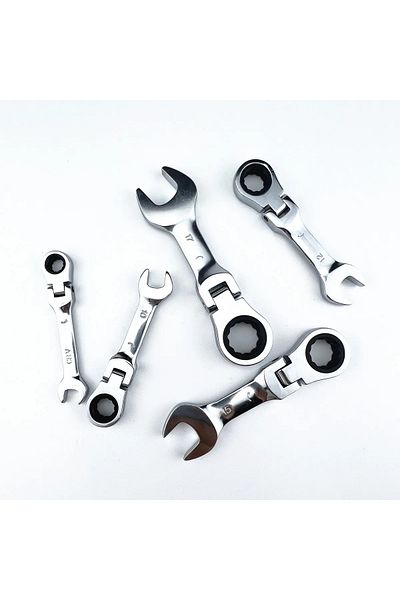 Choice 10mm Mini Short Handle Ratchet Wrench With Movable Head Quick Dual-purpose Open End Wrench Hardware