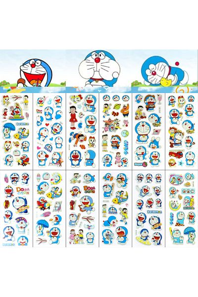 Choice 1 12pcs Cartoon Doraemon Bubble Sticker Kawaii Anime Three Dimensional Puffy Bulk 3D Stickers Cute.