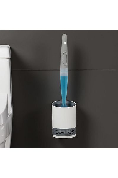 Choice Type A Detergent Refillable Toilet Brush Set Wall-Mounted with Holder Silicone TPR Brush for Corner