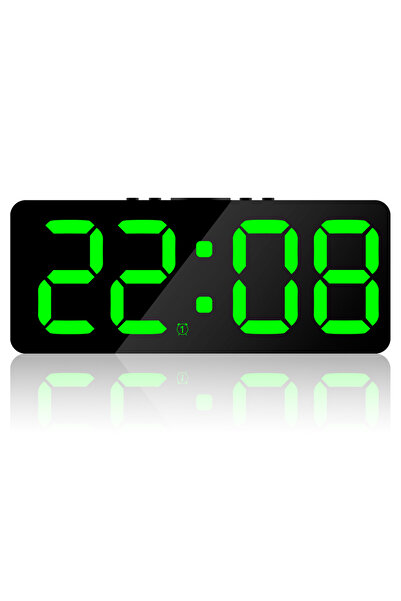 Choice ساعة منبه رقمية بضوء أخضر وشاشة LED كبيرة قابلة للتعتيم مع شحن USB