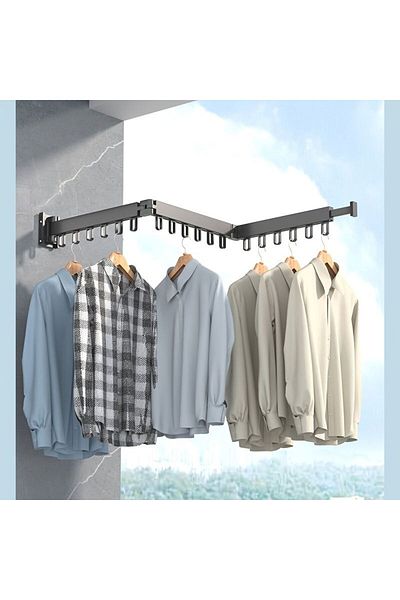 Choice One rod Black G1060 Wall-Mounted Foldable Aluminum Alloy Clothes Drying Rack Perfect for Balcony Bed