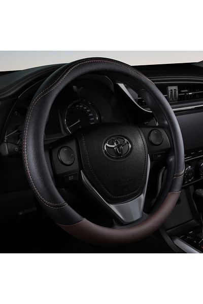 Choice Brown New PU Leather Splicing Leather Anti-slip Wear Four Seasons Universal Steering Wheel Cover